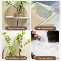 Décoration murale suspendue grand format en grès 3D style moderne, motif nature morte, plante verte simulée, pour entrée