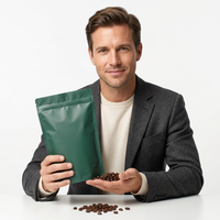 Sachet d'emballage en plastique pour grains de café, personnalisé, avec fermeture éclair, auto-scellant, vente en gros d'usine