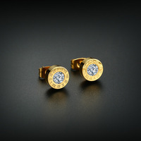 ORDRM lingkaran angka Romawi Pria Wanita 8mm anting-anting kancing baja tahan karat zirkon emas mawar perak Guangzhou bulat 2021