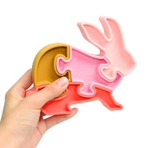 Puzzle en Silicone chaud avec forme d'Animal de lapin pour bébé enfants blocs de construction empilables sans Bpa doux <span class=keywords><strong>Montessori</strong></span> dentition à - Product Image 4