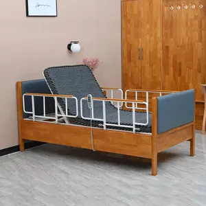 Hospital Furniture Patient Wooden 3 Function Electric Care Nursing Bed Medical Folding Bed