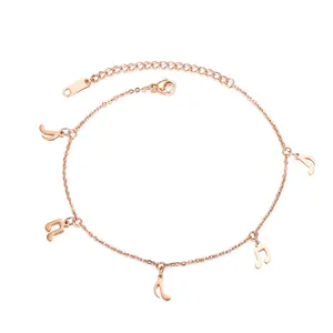 Fashionable Women Anklet Rose Gold 316L Stainless Steel Dance Pendant Hotwife Anklet Designs