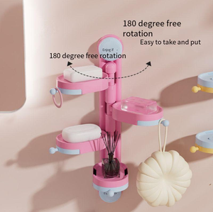 Zuignap Roterende Zeepbak Wandzeeprek Badkamer Meerlaags Opbergrek - Product Image 3