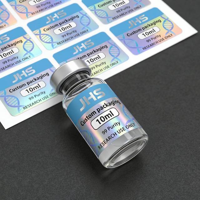 Wholesale Custom Logo Holographic Peptide Labels Laser Silver Gold Rainbow Foil 3ml 10ml Vial Stickers Bottle Labeling Decals