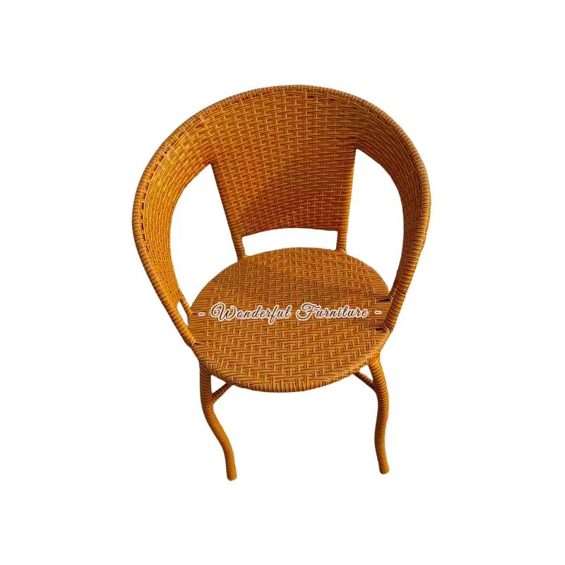 Fábrica al por mayor barato sillas de mimbre de ratán ahorro de espacio apilable al aire libre silla de jardín de ratán