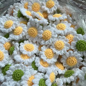Woven Bouquet Wedding Decor Woven Handmade Crocheted Small <b>Daisy</b> Chamomile Flowers - Product Image 6