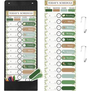 Tabla de Horarios Diarios, 31 Tarjetas Reutilizables, 14 Bolsillos, Decoración de Aula Estilo Granja, Tablero de Gestión del Tiempo - Product Image 1