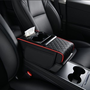 Universal Car Armrest <b>Storage</b> Box 35x19x7cm Leather Multi Functional Center Console Organizer With Cup Holder Tissue Compartment - Product Image 2