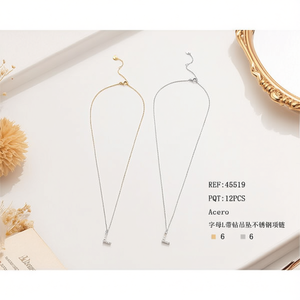 Collar con Colgante de Diamante en Forma de Letra L Angelina, Cadena de Acero Inoxidable, Estilo Minimalista para Uso Diario de Mujeres, 6 Colores - Product Image 2