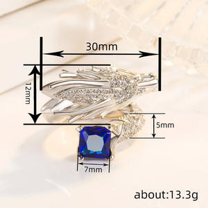 Anello Cocktail a Forma di Testa di Drago con Zirconia Cubica Rossa, Gioiello Unisex alla Moda, Idea Regalo - Product Image 5