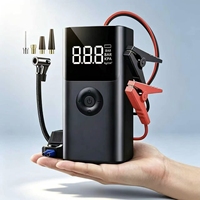 Démarreur de voiture portable 1500A, batterie externe 10000mAh, compresseur d'air pour pneus 150PSI avec lumière d'urgence