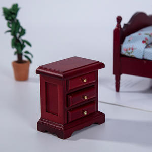 1:12 Mini DIY juguete casa de muñecas muebles modelo 1:12 Mini casa de muñecas dormitorio tres compartimentos mesita de noche artesanías de madera - Product Image 2