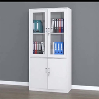 Armoire de classement autoportante en acier moderne, écologique, durable, grande capacité, avec porte vitrée et serrure à clé, 4 tiroirs, pour chambre et école