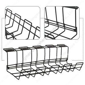 Foldable Under <b>Desk</b> Power Strip Rack <b>Wall</b> Mounted Cable Management Organizer for Home Office Computer Desktop Use - Product Image 4