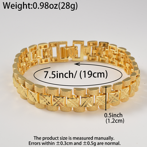 fashion bulk 18k matte grain <b>solid</b> unisex romant link square carved wide band minimalist heavy exquisite elegant <b>bangle</b> bracelet - Product Image 6