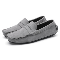 Chaussures pour hommes cousues à la main, en cuir velours, antidérapantes, semelle souple, faciles à enfiler et à retirer, chaussures bateau pour affaires, loisirs et trajets quotidiens