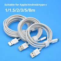 Câble de charge USB-A vers Micro USB en PVC blanc et noir OD 3.3 2A pour téléphones de voiture, appareils photo, ordinateurs, écouteurs avec transfert de données