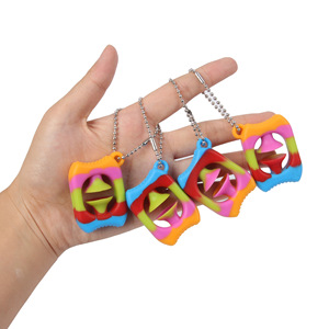 New Design <b>Mini</b> Rainbow <b>Hand</b> Finger Snap Key Chain <b>Hand</b> Grip Snap Sensory Fidget Toys - Product Image 5