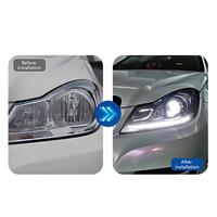 Pour Mercedes Benz Classe C W204 2011-2014, ensemble de phares à LED, lentille de projecteur laser, DRL, clignotant séquentiel, plug and play