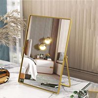 Nouvelle Arrivée Miroir de Maquillage de Table Tactile à Cadre Métallique Design Contemporain Forme Rectangulaire pour Usage Commercial