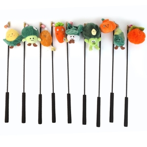 Divertido peluche vegetal fruta cabeza de repuesto gato Teaser juguete mango de madera mango de espuma gato Teaser Stick - Product Image 1