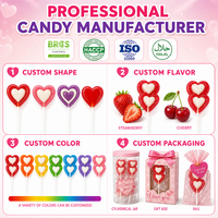Groothandel Dubbele Hartvormige Lollipop Snoep Zoete Fruitige Harde Lollipop Valentijnsdag Liefdesthema Snoep voor Bruiloft Feest Cadeau