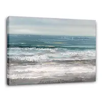 大きなキャンバスウォールアーツオーシャンビーチ沿岸画像アートワーク手描きの抽象的な海景油絵家の装飾