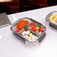 Boîte à bento scolaire en plastique écologique, étanche et chauffable, réutilisable, avec 3 compartiments, ensemble de boîtes à lunch pour enfants