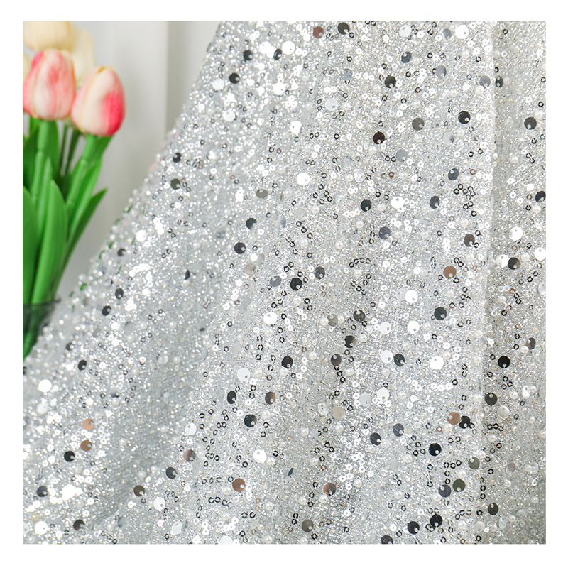 Chantilly Lace Fabric With Sequins and