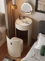 Table de toilette de luxe légère et minimaliste, style crème, en bois massif, avec rangement intégré, table de chevet et coiffeuse pour dressing