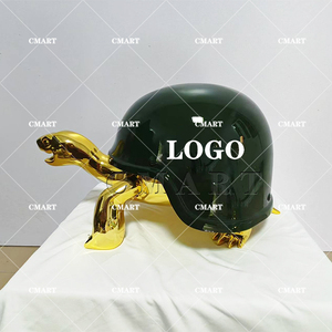 Op maat gemaakt luxe merk 40cm hars gouden schildpad beeldje gouden schildpad met logo pop art sculptuur cartoon chromen schildpad sculptuur - Product Image 2