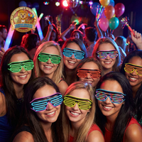 Lunettes de rave LED colorées et clignotantes, déguisement de DJ pour Halloween, Thanksgiving, décorations de fête lumineuses variées en plastique, pour enfants