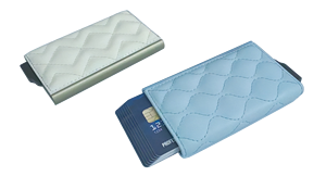 Minimalist PU Leather Card Holder with <b>Clip</b> Beige <b>Quilted</b> Design for Credit Cards 6 Inch - Product Image 6