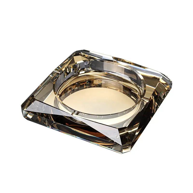 Jadevertu K9 crystal ASHTRAY rhombus glass ashtray geometry cutting by handmade color plate craft Business gift