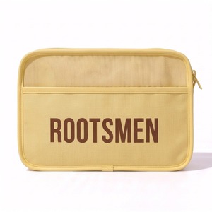 Mini Bolsa de Maquillaje Amarillo Mantequilla, Lona Recubierta, 18cm, Bolsa Cosmética Pequeña, con Bolsillo Frontal y Letras Impresas, Logotipo Personalizado OEM - Product Image 3