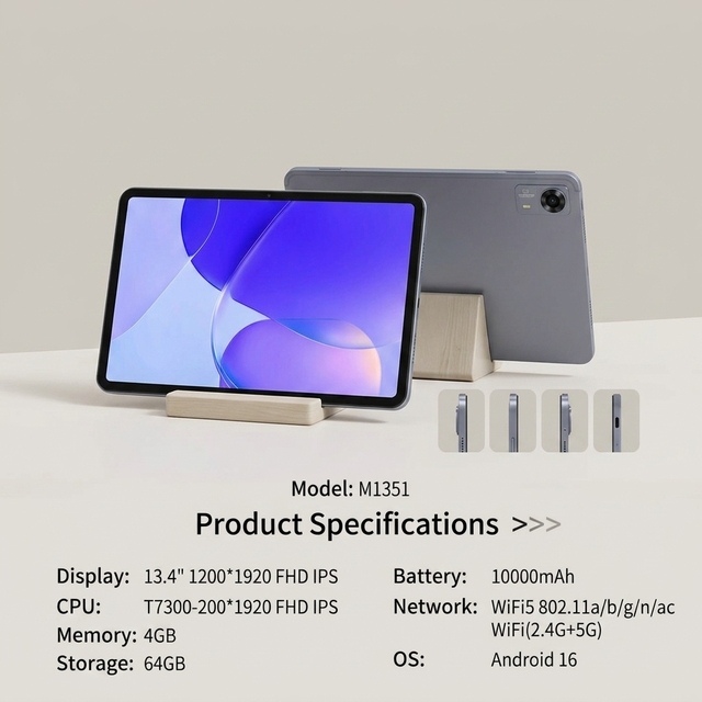 OEM 13.4 InchFHD Android Tablet T7300 CPU Large Screen Tablet with 10000mAh Battery