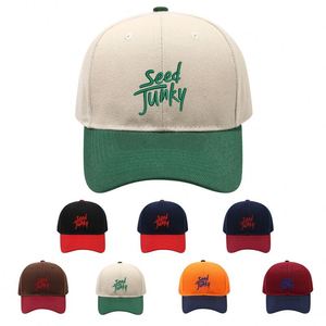 Custom Wholesale New Vintage Sporty Minimalist Letter Embroidered Oxford Six-Panel Color-<b>Block</b> Baseball Cap - Product Image 1