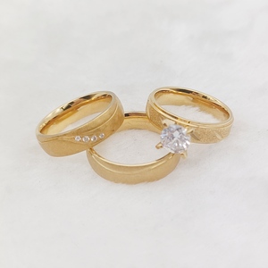 Coniuge Partner 3 pezzi anelli di fidanzamento nuziale set da sposa per uomo e donna gioielli placcati in oro 18k - Product Image 5