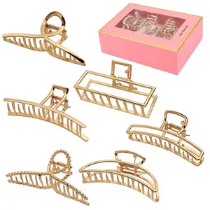HC247C Custom alloy fashion Hair accessories big Nonslip gold hair clamps Large Metal Hair Claw Clips hairgrips for girls