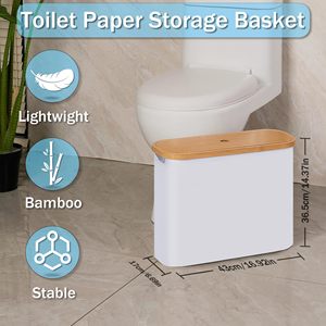 Organizador de Papel Higiénico al por Mayor con Tapa de Bambú, Cesta Plegable para Baño - Product Image 2