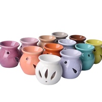 Lámpara de Perfume para Decoración del Hogar, Quemador de Aceite Esencial de Cerámica Blanca, Calentador de Cera para Velas