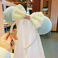 Serre-tête en plastique de haute qualité pour femme, motif mignon, accessoire de mode pour cheveux, oreilles de lapin, oreilles de souris, nœud, pour parc d'attractions
