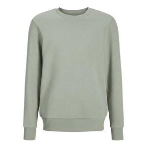 Sudadera Premium Verde Claro con Cuello Redondo, Mezcla de Algodón, Manga Larga, Puños Acanalados, Corte Regular, Informal, para Hombre, Moda de Invierno - Product Image 1