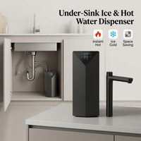 Distributeur d'eau sous comptoir compact, double réservoir (eau froide et chaude), refroidissement par compresseur, UV, pour cuisine domestique