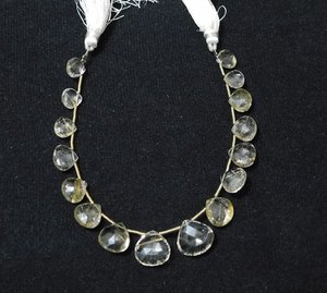 Perles briolette en quartz rutilé doré, perles briolette en quartz rutile doré, 8 mm à 13 mm, brin de 8 pouces. - Product Image 1