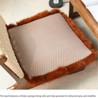 Coussin de siège rond en fausse fourrure de renard, chaud et doux pour l'hiver, écologique, pour tabouret de maquillage