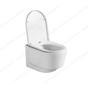 Inodoro Suspendido de Cerámica Blanca con Descarga Tornado de Borde Cero en Forma de <span class=keywords><strong>Escalera</strong></span>, Superficie Esmaltada Higiénica, Asiento de Cierre Suave <span class=keywords><strong>para</strong></span> Baño - Product Image 3