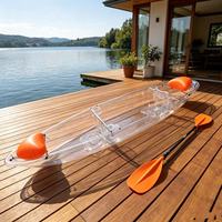 Kayak transparent en plastique PC pour 2 personnes, double siège, canoë transparent pour lac et océan