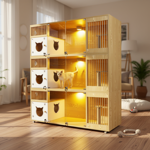 Meuble de cage pour <span class=keywords><strong>chat</strong></span> d'intérieur moderne avec enclos en verre, <span class=keywords><strong>appartement</strong></span> et solution de logement de luxe pour <span class=keywords><strong>chat</strong></span>, idéal pour les animaleries et l'usage domestique - Product Image 5