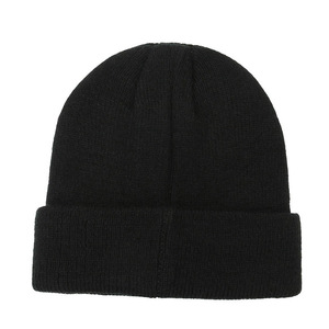 Black Knit Beanie Hat For Men Warm Winter Cuffed Style Spring 2025 Zibo Origin SJM197 - Product Image 1